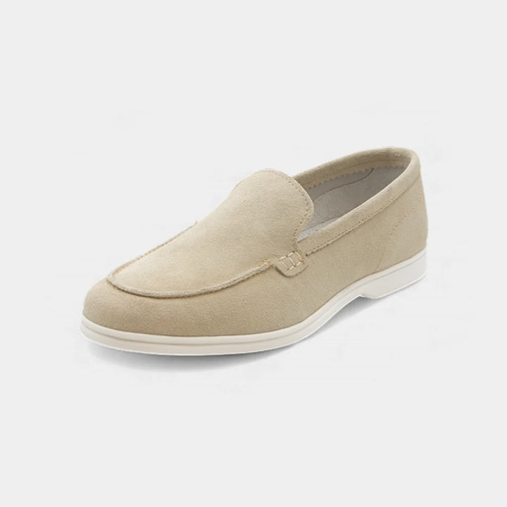 Elegant Beige Suede Leather Loafer