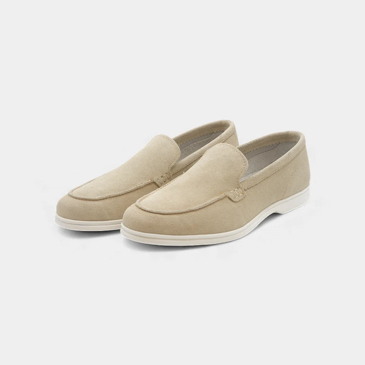 Elegant Beige Suede Leather Loafer