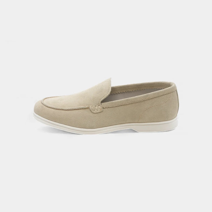 Elegant Beige Suede Leather Loafer