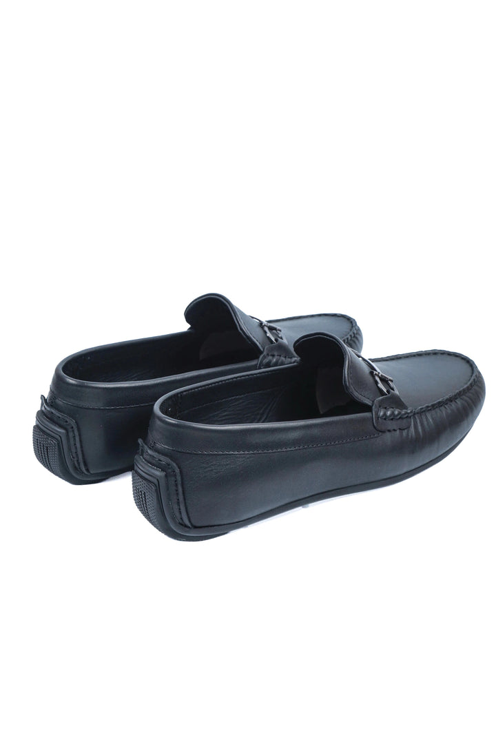 Black Classic Leather Moccasin