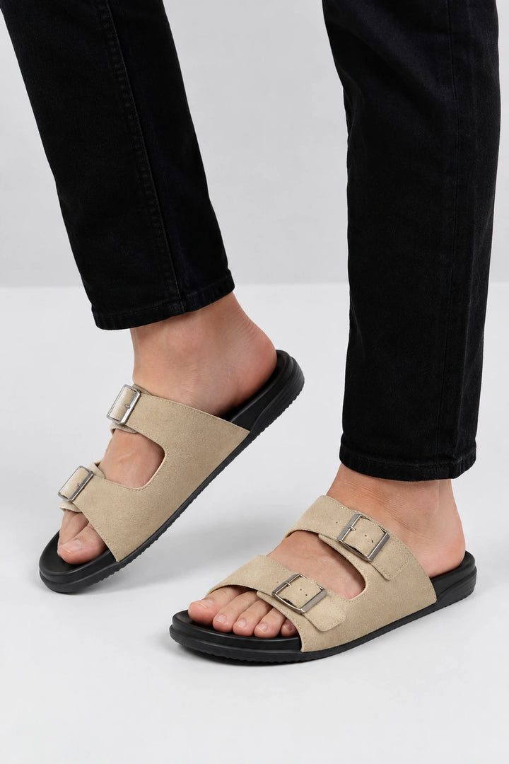 Premium Suede Beige Leather Slipper