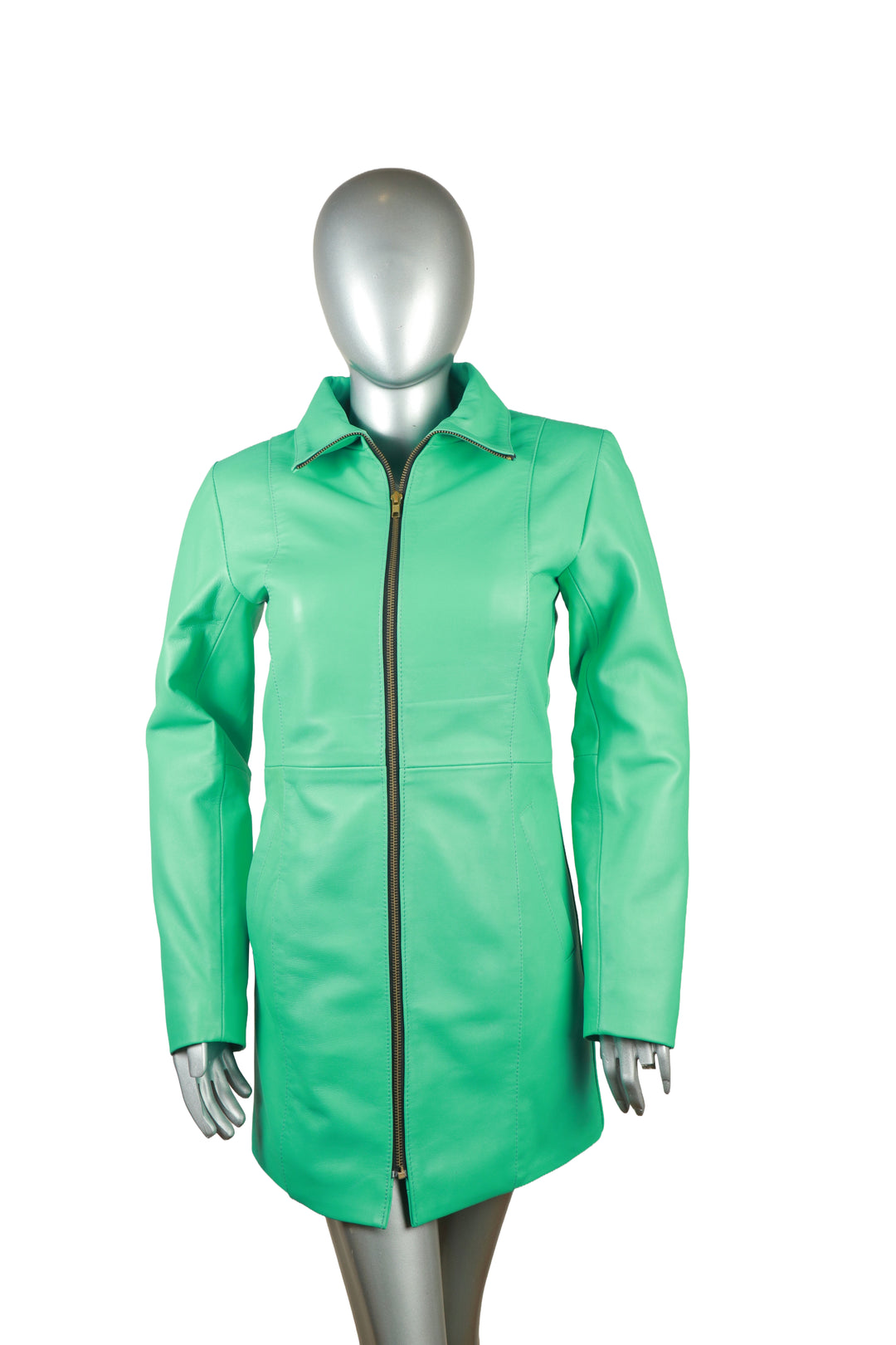 Ash Green Premium Long Leather Jacket