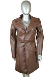 Brown Classic Leather Trench Jacket