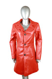 Red Signature Long Leather Coat