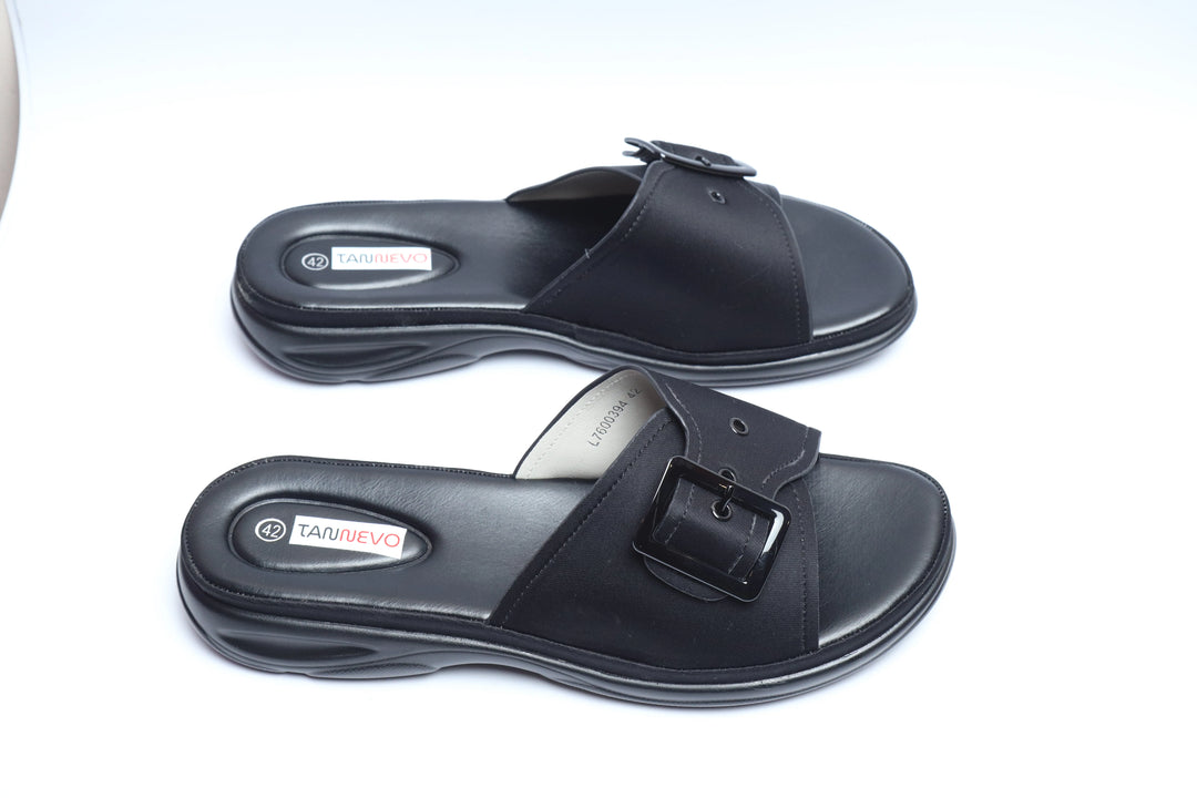 Black Classic PU Medicated Slipper