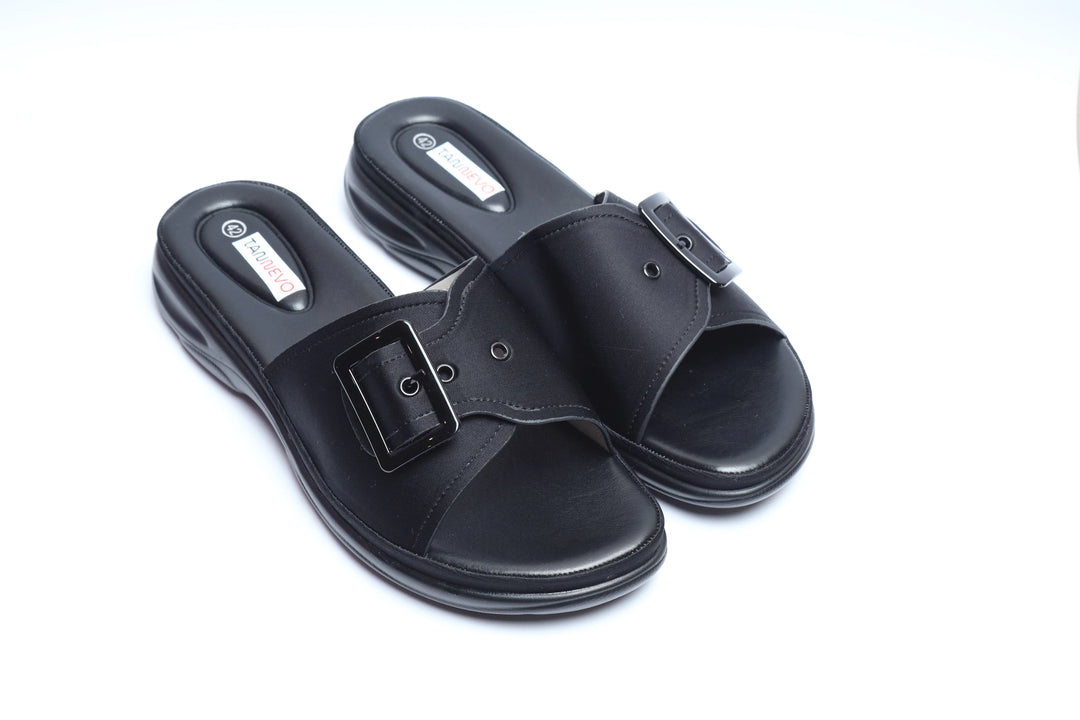 Black Classic PU Medicated Slipper