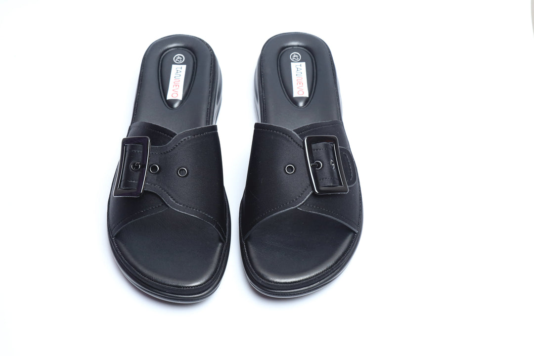 Black Classic PU Medicated Slipper