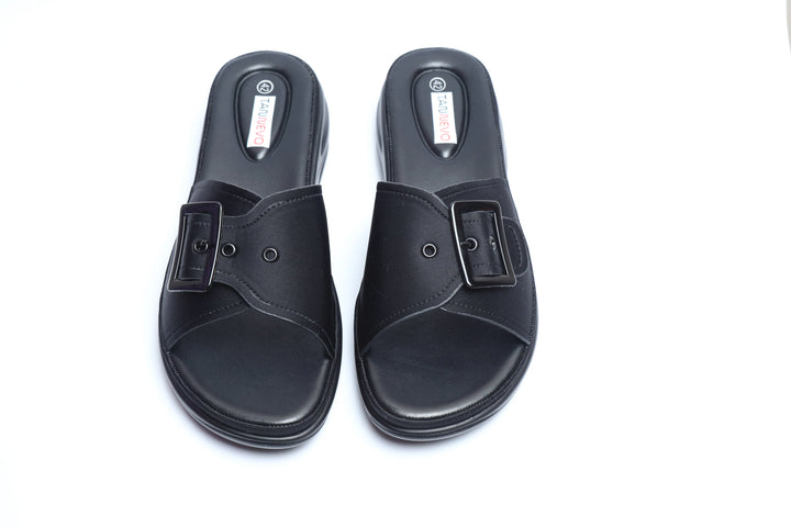 Black Classic PU Medicated Slipper