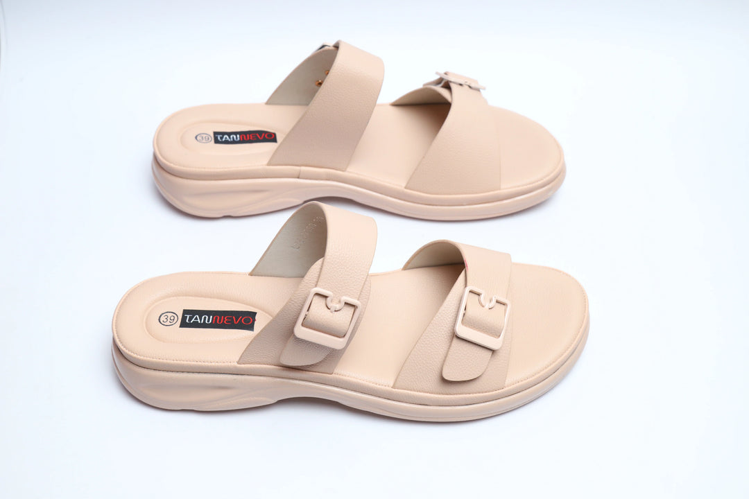 Cream Luxe PU Medicated Slipper