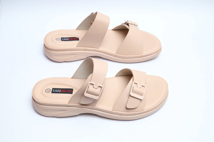 Cream Luxe PU Medicated Slipper