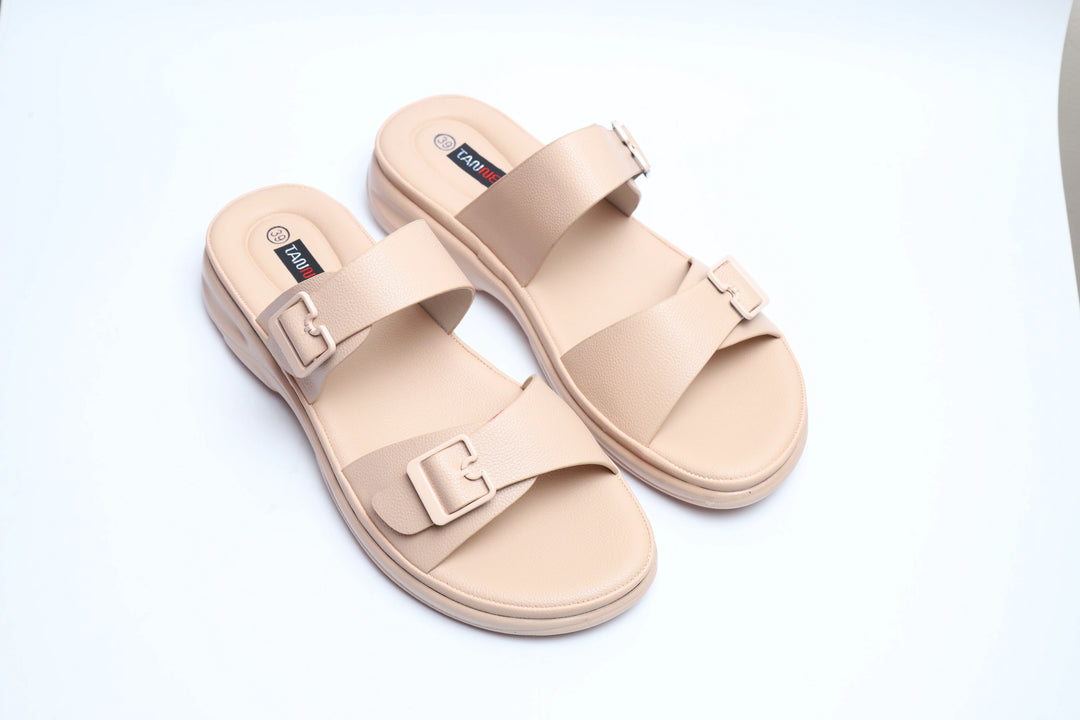 Cream Luxe PU Medicated Slipper