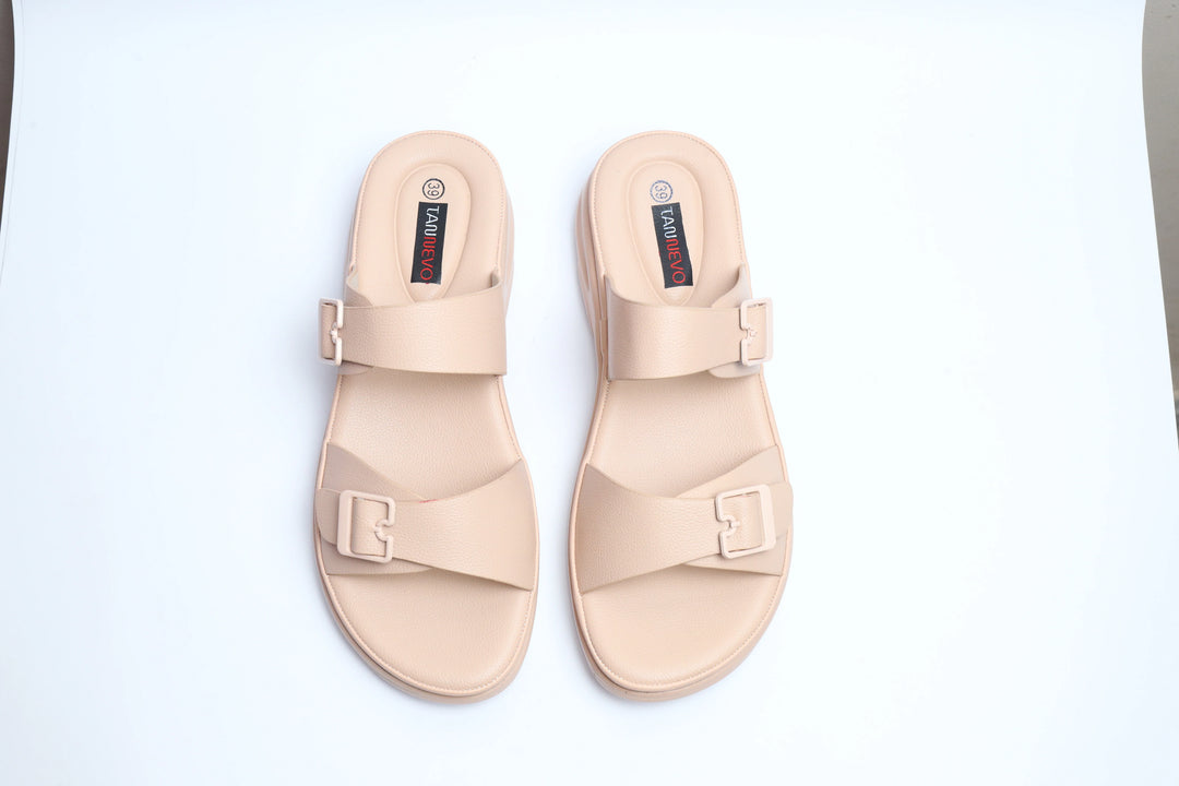 Cream Luxe PU Medicated Slipper