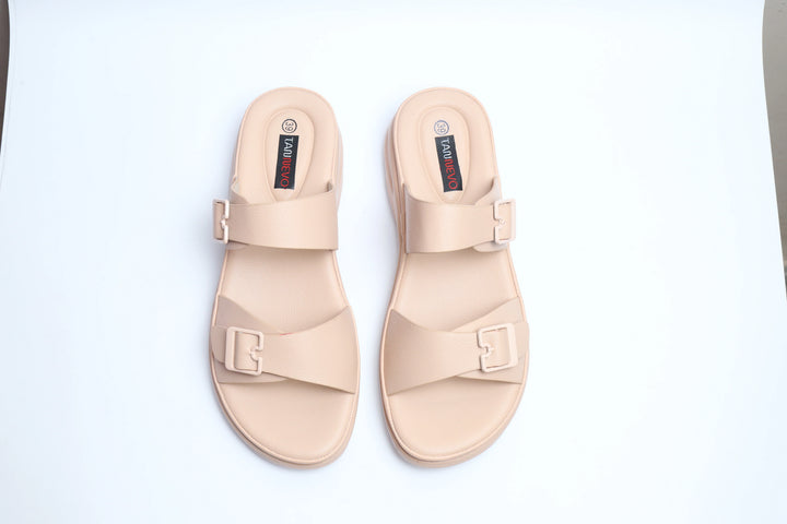 Cream Luxe PU Medicated Slipper