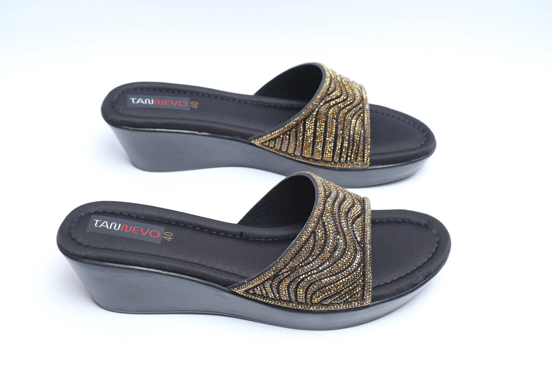 Black Minimal PU Medicated Slipper