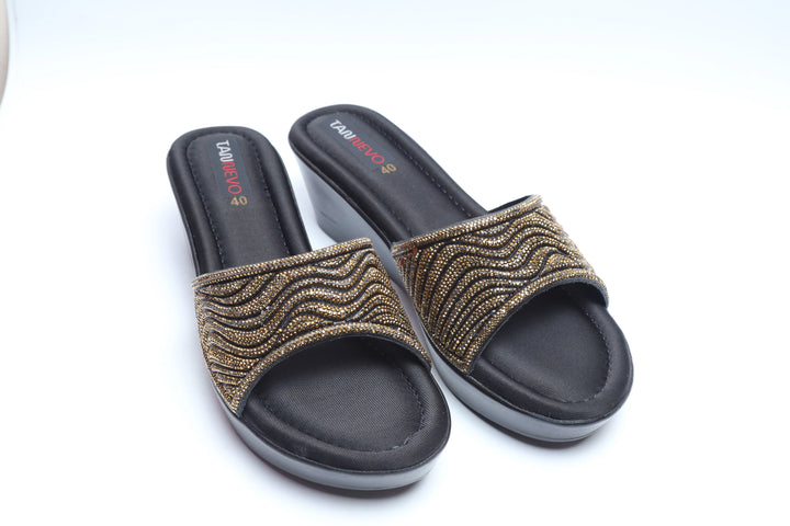Black Minimal PU Medicated Slipper