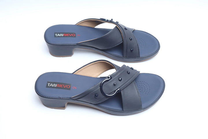 Navy Modern PU Medicated Slipper