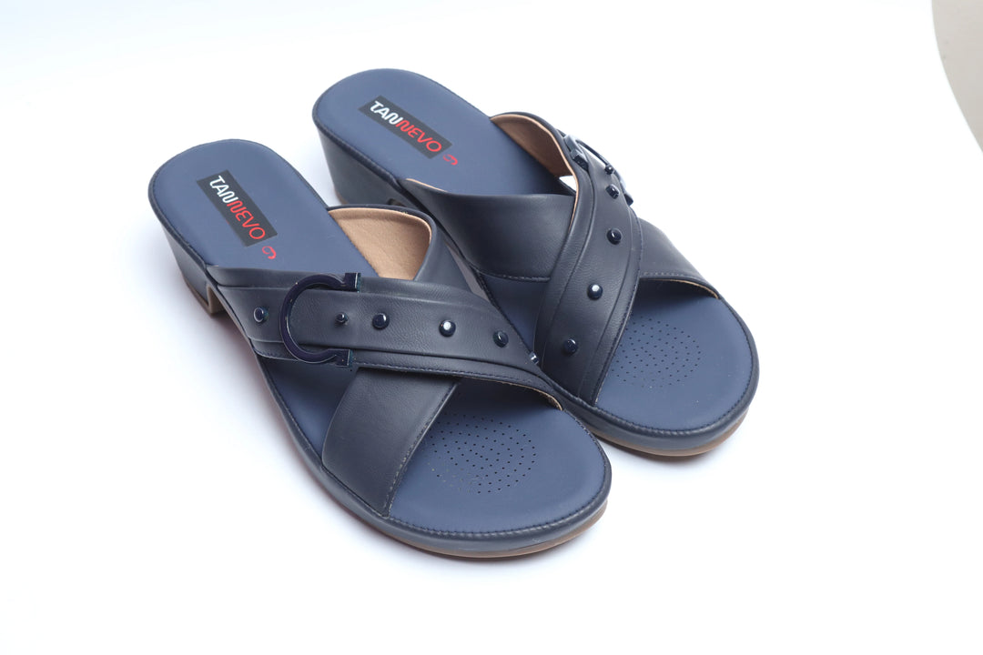 Navy Modern PU Medicated Slipper