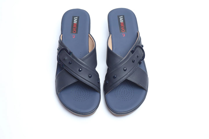Navy Modern PU Medicated Slipper
