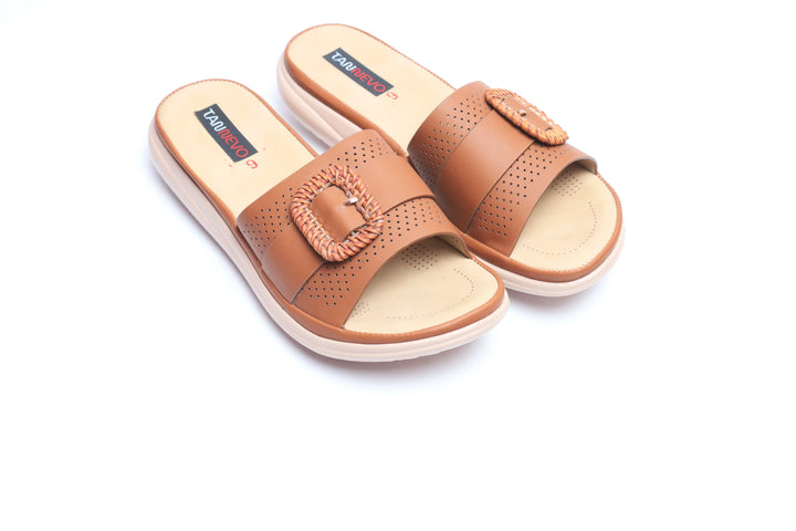 Brown Elegant PU Medicated Slipper
