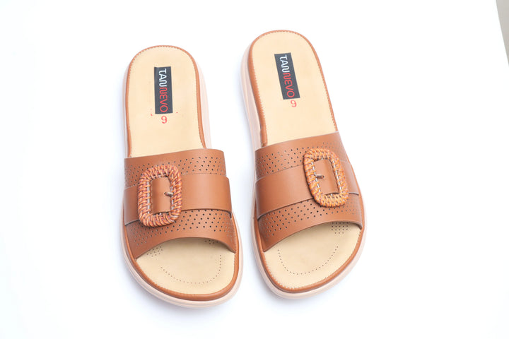 Brown Elegant PU Medicated Slipper