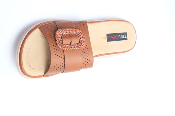 Brown Elegant PU Medicated Slipper