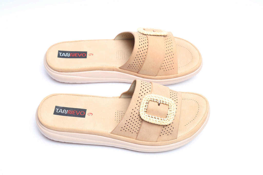 Cream Elegant PU Medicated Slipper