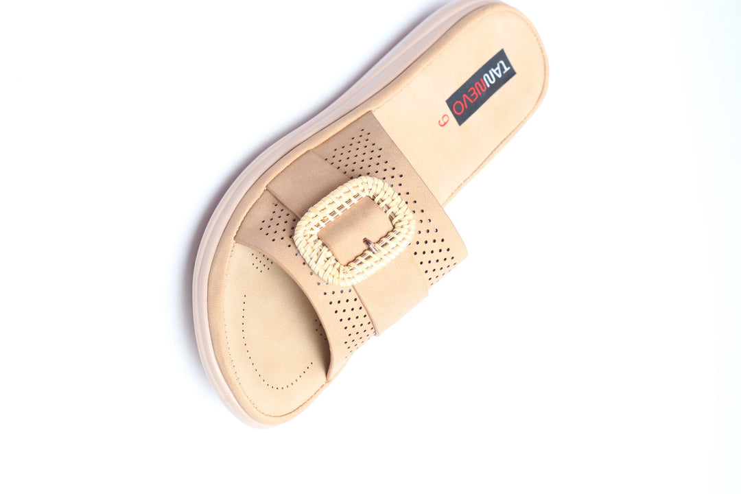 Cream Elegant PU Medicated Slipper