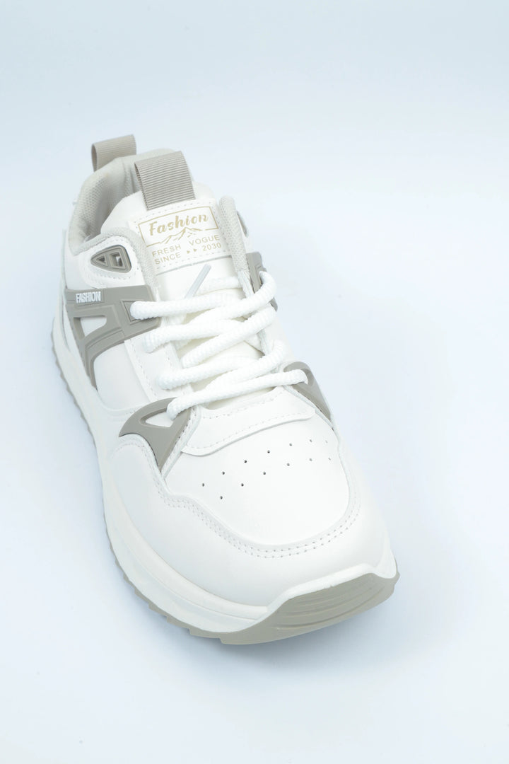 White/Mashroom Modern Lifestyle Jogger Sneakers