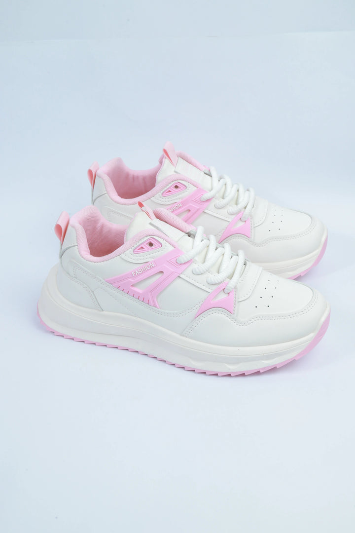 White/Pink Trendy Jogger Sneakers