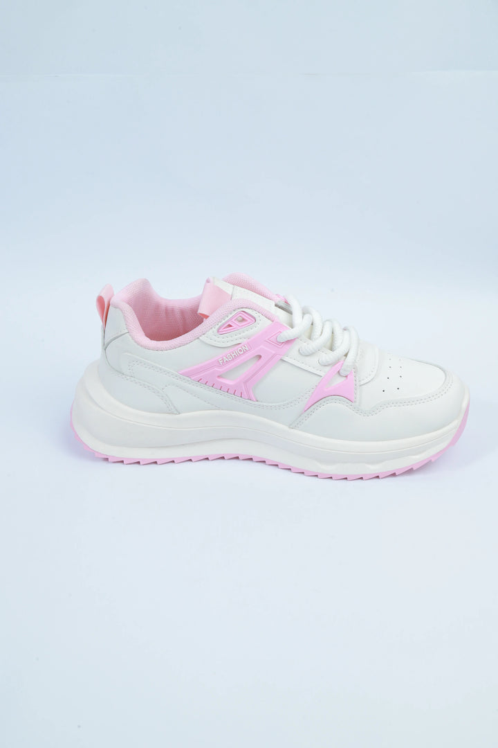 White/Pink Trendy Jogger Sneakers