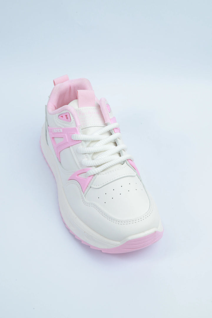 White/Pink Trendy Jogger Sneakers