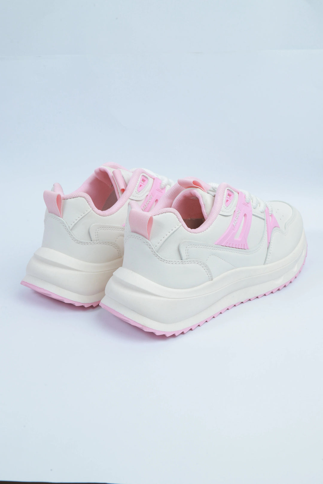 White/Pink Trendy Jogger Sneakers