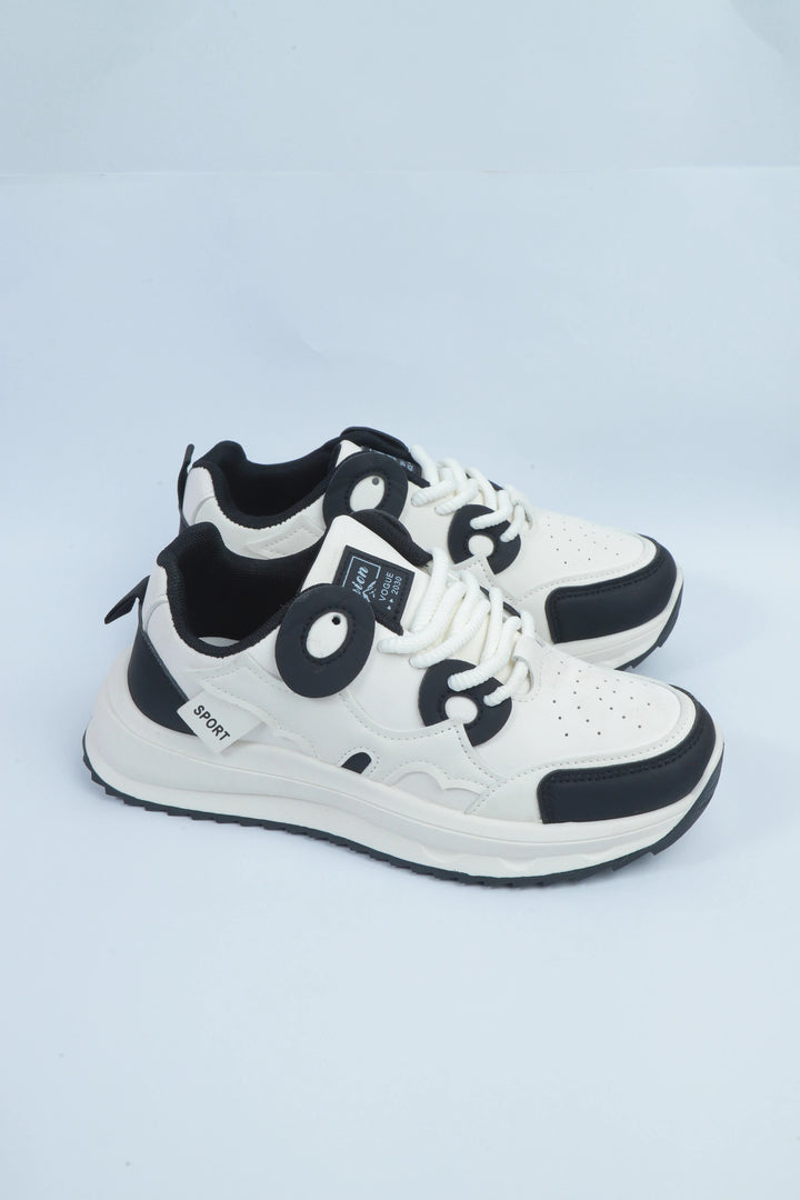 White/Black Casual Sport Jogger Sneakers