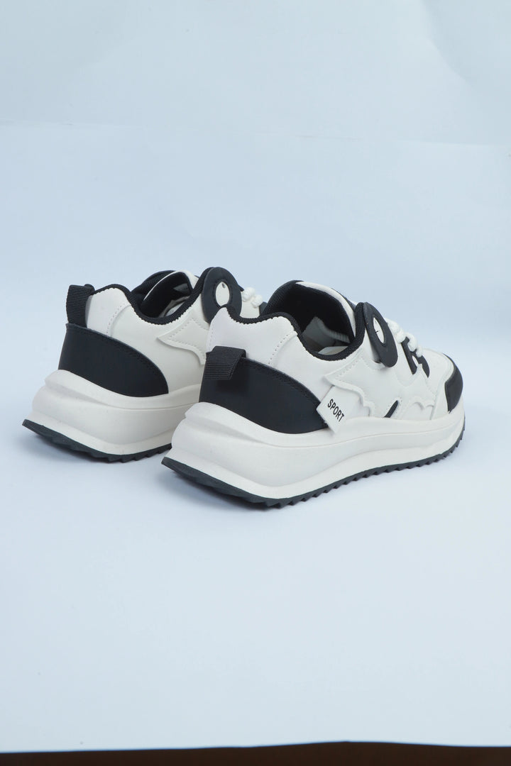 White/Black Casual Sport Jogger Sneakers