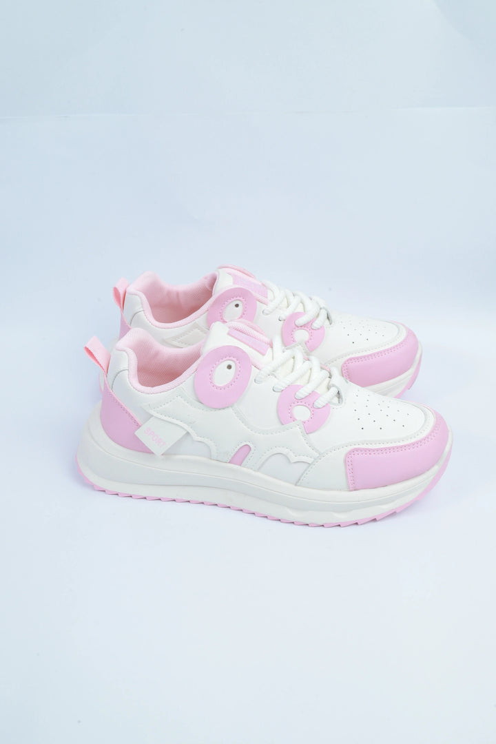White/Pink Casual Sport Jogger Sneakers