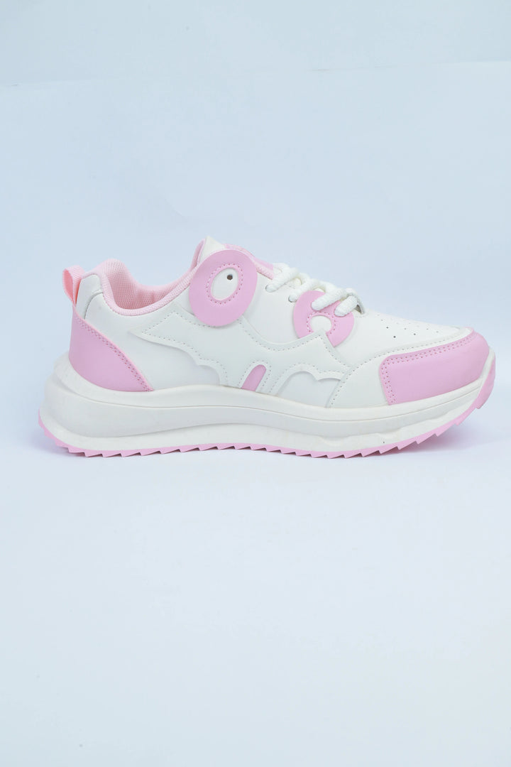 White/Pink Casual Sport Jogger Sneakers