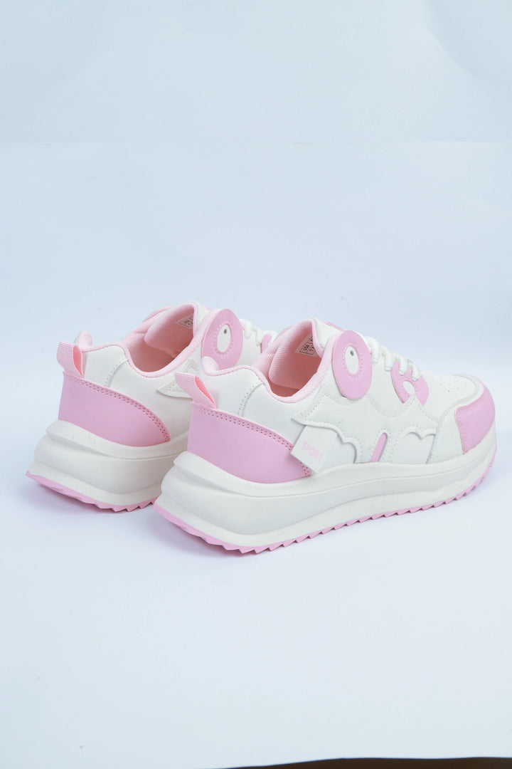 White/Pink Casual Sport Jogger Sneakers