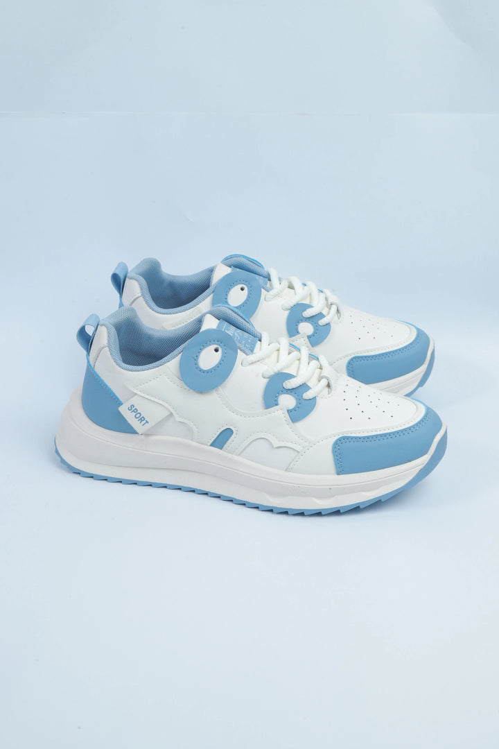 White/Blue Casual Sport Jogger Sneakers