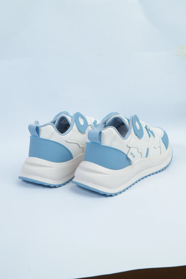 White/Blue Casual Sport Jogger Sneakers