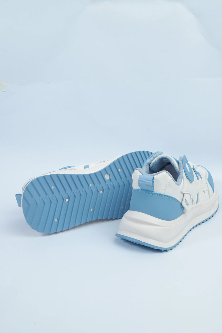 White/Blue Casual Sport Jogger Sneakers