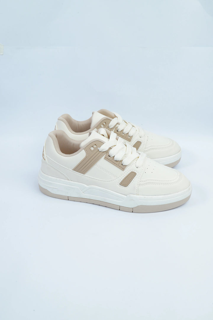 White/Mashroom Premium Jogger Sneakers