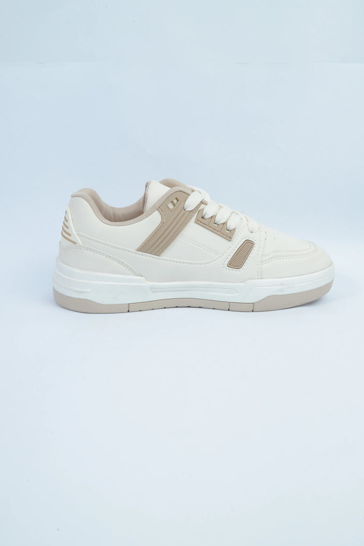 White/Mashroom Premium Jogger Sneakers