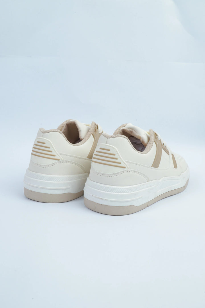 White/Mashroom Premium Jogger Sneakers