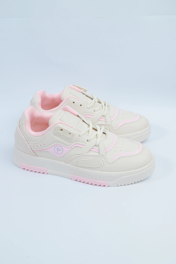 White/Pink Fashion Comfort Sneakers