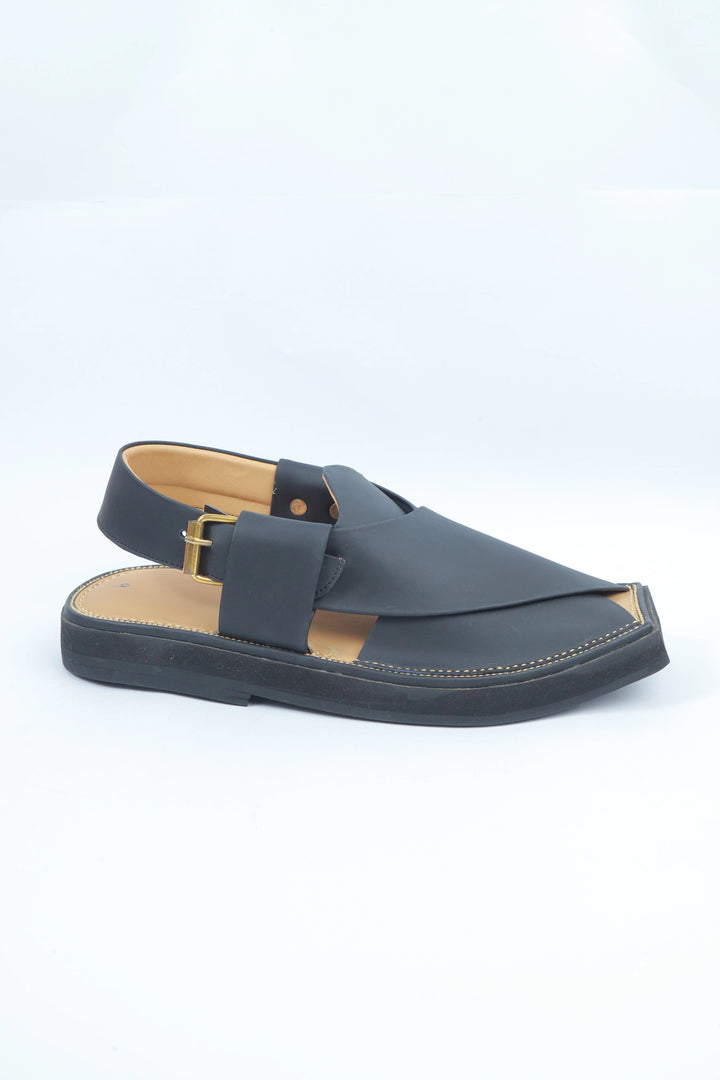 Black/Skin Kaptan Classic Traditional Chappal