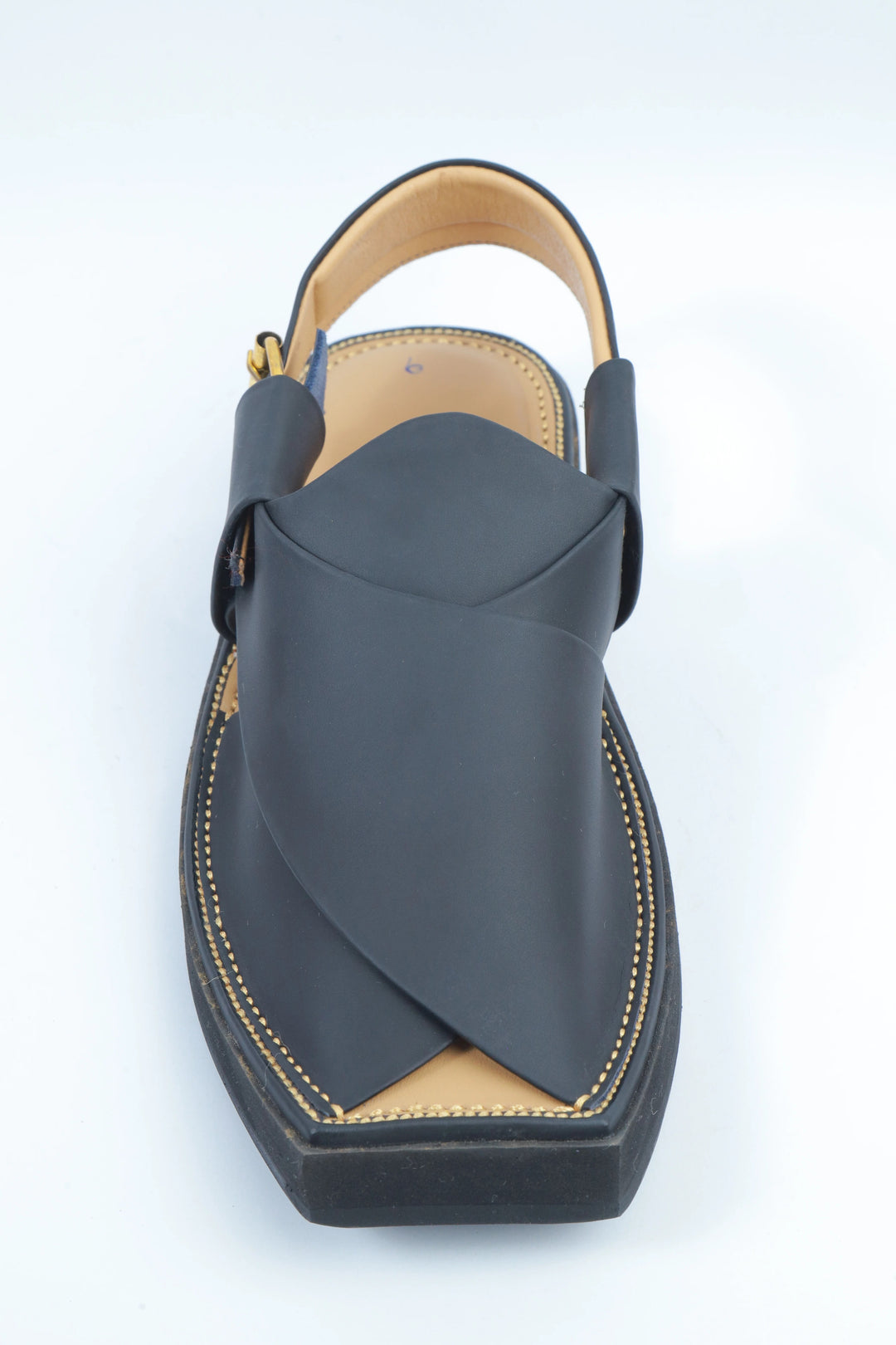Black/Skin Kaptan Classic Traditional Chappal