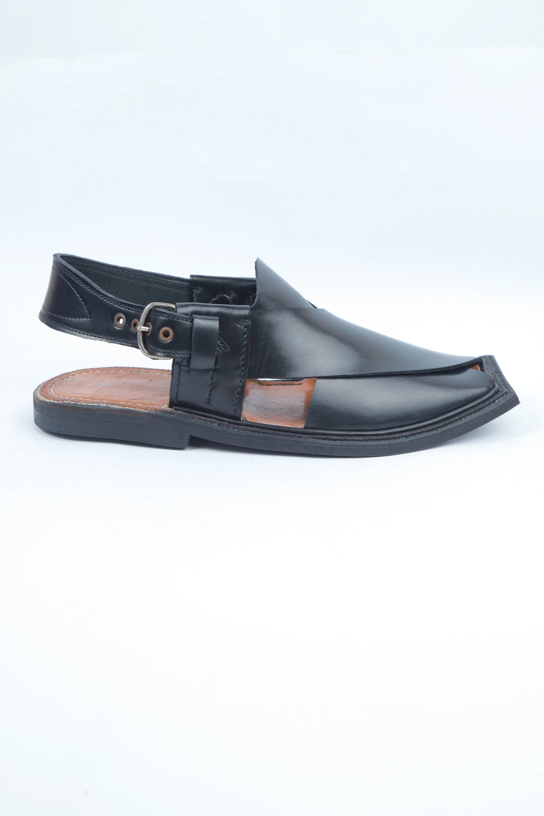 Black Original Leather Charsadda Chappal