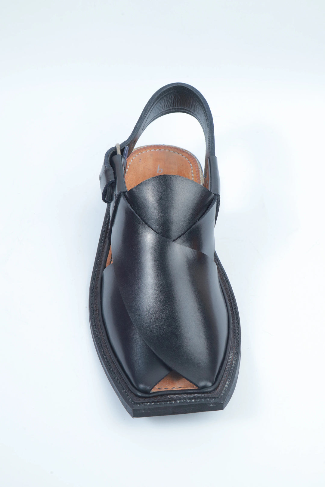 Black Original Leather Charsadda Chappal