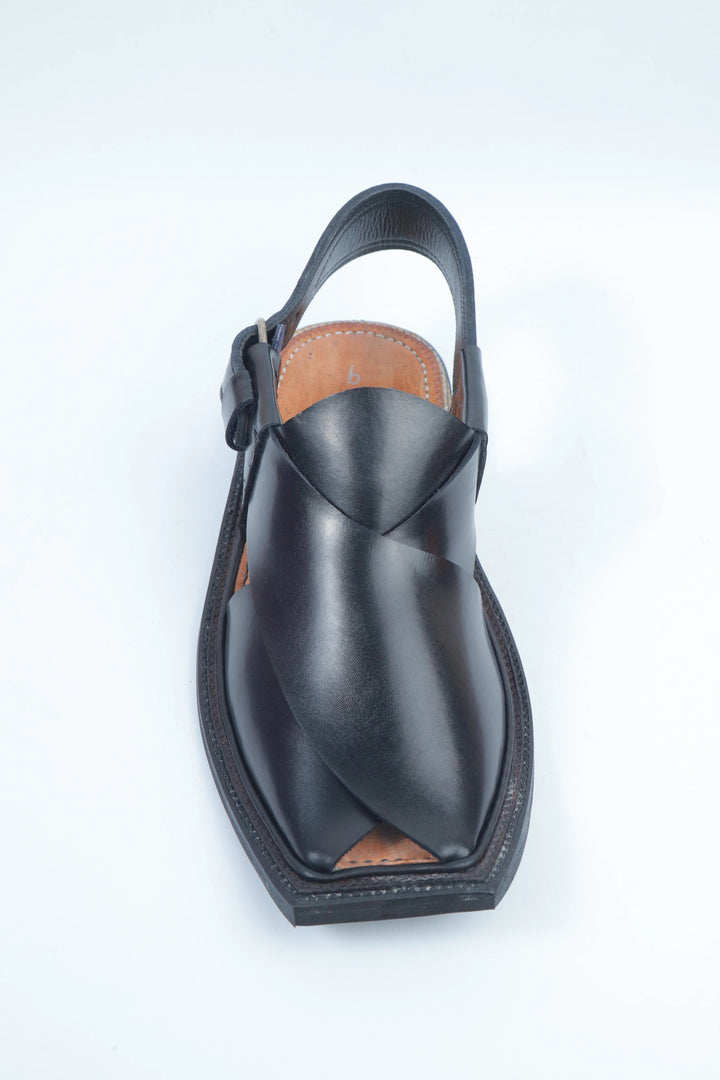 Black Original Leather Charsadda Chappal