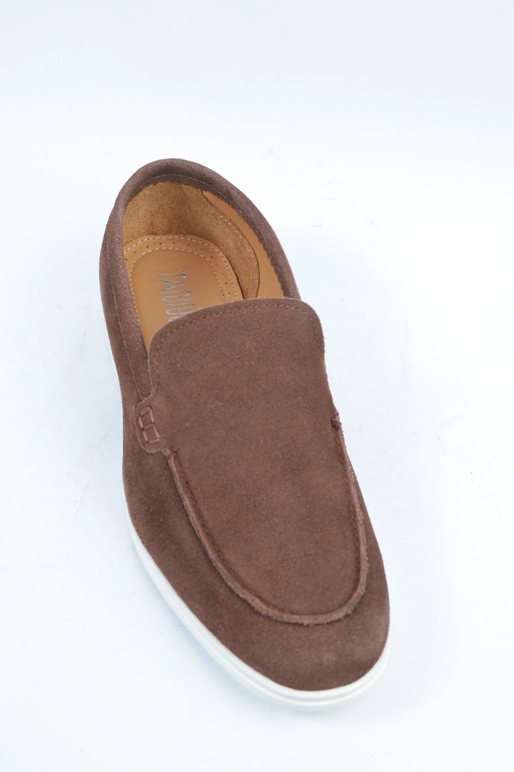 Brown Suede Leather Boat Loafer